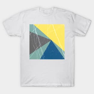 Abstract Pattern Triangles Blue / Yellow / Gray / Turquoise T-Shirt